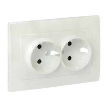 Валенсия лицевая панель розетки 2-местной с/з 16А жемчуг с защ. штор.