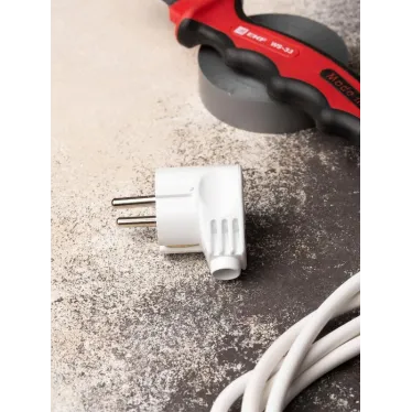 Вилка угловая усиленная с заземлением белая 16А 250В Proxima