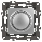 Светорегулятор поворотно-нажимной, 400ВА 230В, Эра Elegance, алюминий,14-4101-03