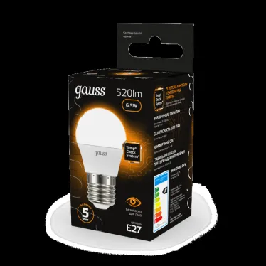 Лампа светодиодная LED 6.5 Вт 520 лм 3000К шар P45 теплый E27 AC 220В Black Gauss