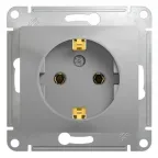 GLOSSA Розетка с заземлением в рамку алюминий