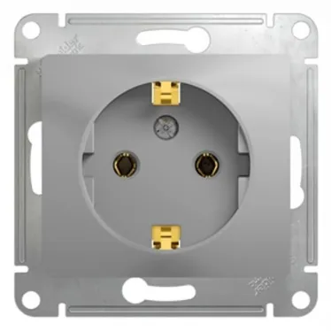 GLOSSA Розетка с заземлением в рамку алюминий