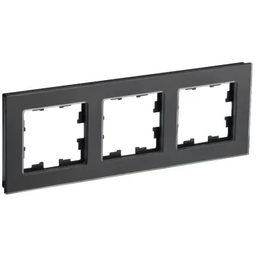 BRITE Рамка 3 поста РУ-3-2-Бр стекло черный матовый IEK