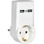 Адаптер Т-01/01 1 место 2P+PE 16А 2хUSB 2,1A белый
