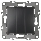 Выключатель тройной, 10АХ-250В, Эра12, антрацит,12-1107-05