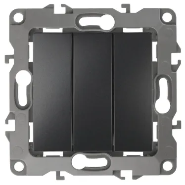 Выключатель тройной, 10АХ-250В, Эра12, антрацит,12-1107-05