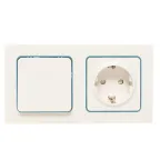 Стокгольм Рамка 2-местная белая с линией цвета синий