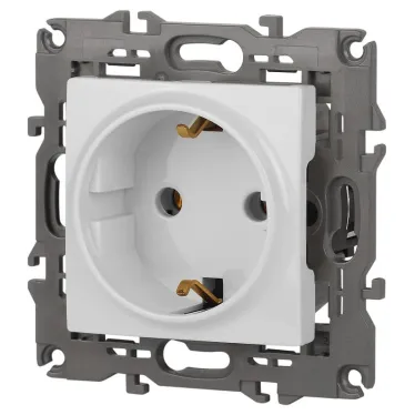 Розетка 2P+E Schuko, 16А-250В, Эра Elegance, белый, 14-2101-01