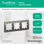 Рамка трехпостовая ATLASDESIGN универсальная сталь