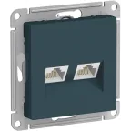 Розетка ATLASDESIGN двойная компьютерная RJ45+RJ45 категория 5E механизм изумруд