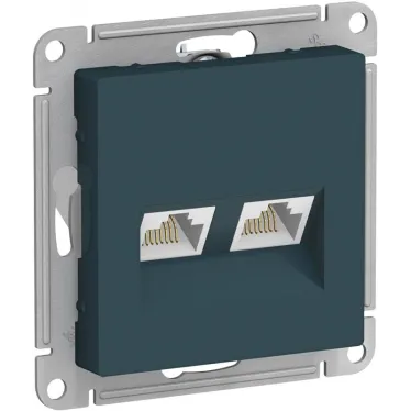 Розетка ATLASDESIGN двойная компьютерная RJ45+RJ45 категория 5E механизм изумруд