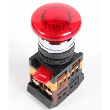 Кнопка красная AELA-22 Гриб с подсветкой неон 1з+1р 240В