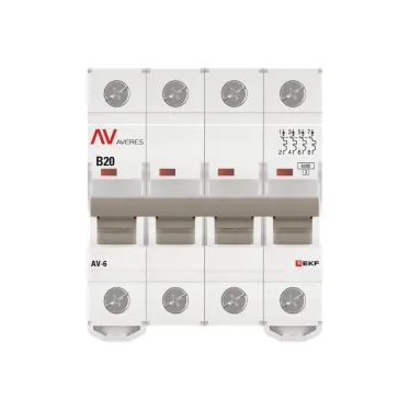 Выключатель автоматический AV-6 4P 20A (B) 6kA AVERES