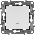 Выключатель одноклавишный, с подсветкой, безвинтовые зажимы 10АХ, белый