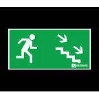 Наклейка ''Эвакуационный выход по лестнице направо вниз'' (330х120)