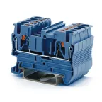 Клемма проходная, зажим push-in, 2 точки подключения, 2.5 кв.мм, синяя