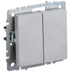 BRITE Выключатель двухклавишный проходной 10А ВС10-2-6-БрА алюминий