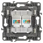 Розетка информационная двойная 2XRJ45, Эра12, перламутр, 12-3108-15