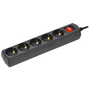 Удлинитель У05В 5 мест с заземлением 5м 3х1мм2 10А 250В черный GENERICA