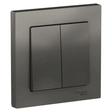 Выключатель двухклавишный ATLASDESIGN схема 5 10АХ в сборе сталь