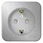 Розетка BLANCA наружная, с заземлением, со шторками, (тонкая), с изолирующей пластиной 16А, 250В, алюминий