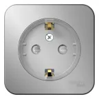 Розетка BLANCA наружная, с заземлением, со шторками, (тонкая), с изолирующей пластиной 16А, 250В, алюминий