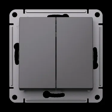 ATLASDESIGN 2-клавишный ВЫКЛЮЧАТЕЛЬ с самовозвратом, 10АХ, механизм, БАЗАЛЬТ