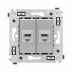 Avanti Компьютерная розетка RJ-45 без шторки в стену, кат.6А двойная экранированная, Закаленная сталь