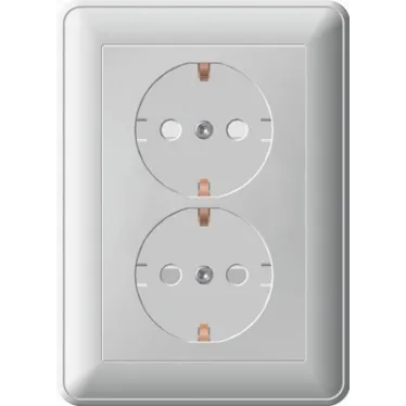 W59 Розетка двойная скрытая c заземлением 16А бежевая