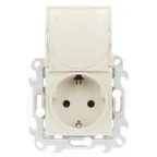 Розетка 2К+З Schuko IP44, слоновая кость