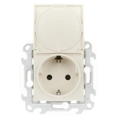 Розетка 2К+З Schuko IP44, слоновая кость