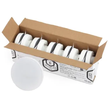 Лампа светодиодная LED GX-6W-865-GX53 R (10-PACK) (диод таблетка 6Вт хол GX53 (10-PACK)) (10/100/4800)