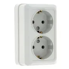 Рим Розетка двойная 16А с заземлением белая