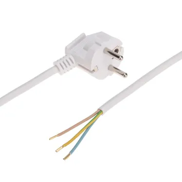 Шнур электрический с вилкой ПВС 3х1,0 мм, 5м, белый