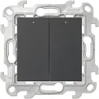 Выключатель двухклавишный с подвсеткой, графит