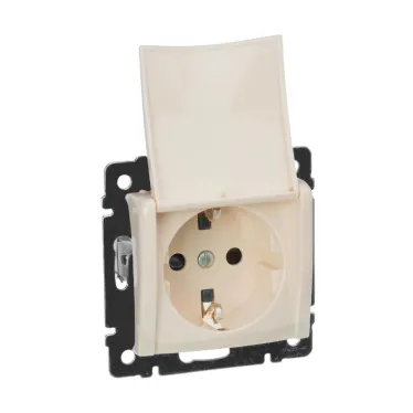 VALENA Розетка с заземлением с крышкой в рамку слоновая кость