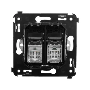 Avanti Розетка RJ-45 в стену, кат.6 двойная экранированная, ''Черный квадрат''