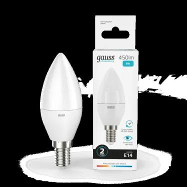 Лампа светодиодная LED 6 Вт 450 лм 4100К свеча нейтральный E14 AC 220В Elementary Gauss