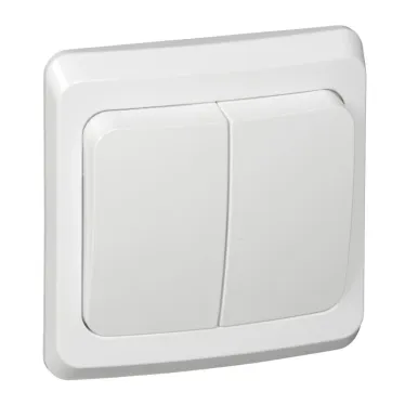 ЭТЮД Выключатель двухклавишный скрытый с подсветкой белый сх.5