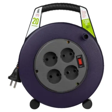 Удлинитель силовой BPx-4-2x0,75-20m в закрытом корпусе без заземления с выключателем 4 розетки 20м ПВС 2x0,75мм2 6А