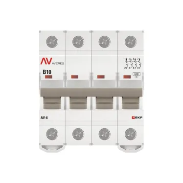 Выключатель автоматический AV-6 4P 10A (B) 6kA AVERES