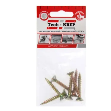 Шуруп универсальный 6х40 потайная головка, остроконечный, желтопассивированный (7шт) - пакет