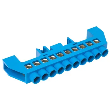 Шина 0 N (8х12мм) 10 отверстий латунь синий нейлоновый корпус комбинированный розничный стикер PROxima