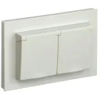 BRITE Розетка двойная с заземлением с защитными шторками и крышкой 16А в сборе IP44 РСбш12-3-44-БрКр бежевый