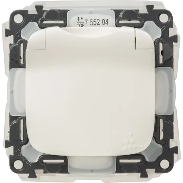 Valena ALLURE Розетка силовая 2К+З со шторками с крышкой белая IP44