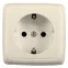 Розетка наружная с заземлением с изоляционной пластиной со шторками слоновая кость