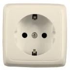Розетка наружная с заземлением с изоляционной пластиной со шторками слоновая кость
