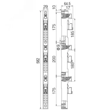 Держатель шин 30-120x10 3пол 185мм
