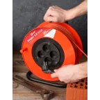 Удлинитель на катушке Атлант 2.0 4 гнезда 50м без заземления ПВС 2x0.75 6А/1.3кВт PROxima