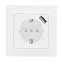Розетка 1-местная СП с/з Минск 16А белая с защитными шторками с USB